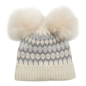 Baby Gap Girls Cash Soft Fair Isle Knit Beanie Double Pom Pom Winter Warm Small